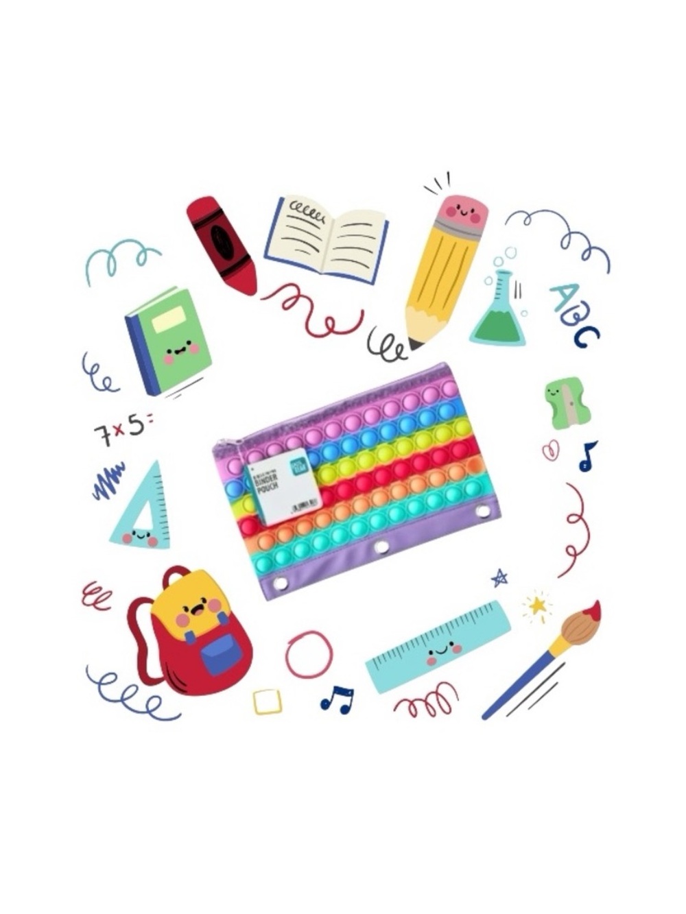 Rainbow Pop It Binder Pouch